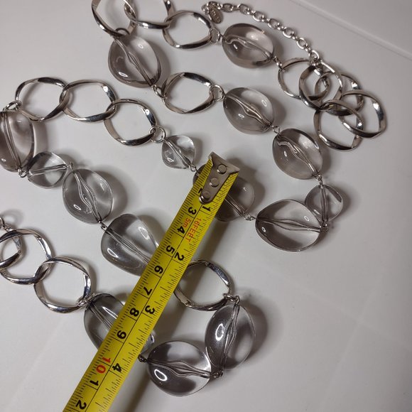 Long 41 Inch Dell'Olio Necklace With Large Clear Plastic Beads - Picture 12 of 12